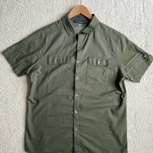 Mens Kuhl “Thrive” Short Sleeve Button Down Shirt - Size M - Olive Green